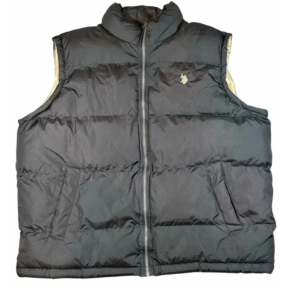 U.S.Polo Assn. Men's Black Winter Fall Full Zip Puffer Vest Jacket Size 2XL